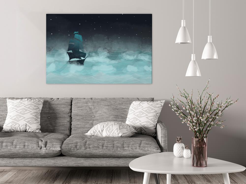 Canvas Print - Night Waves (1 Part) Wide - Second Variant-ArtfulPrivacy-Wall Art Collection