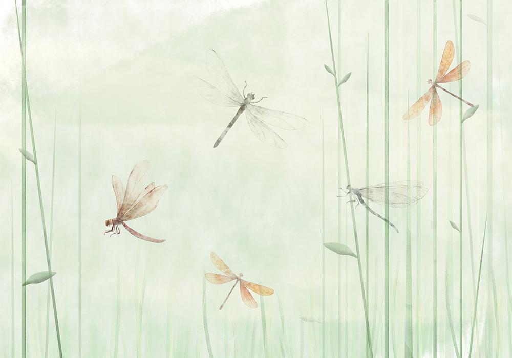 Wall Mural - Dragonflies in the Meadow-Wall Murals-ArtfulPrivacy