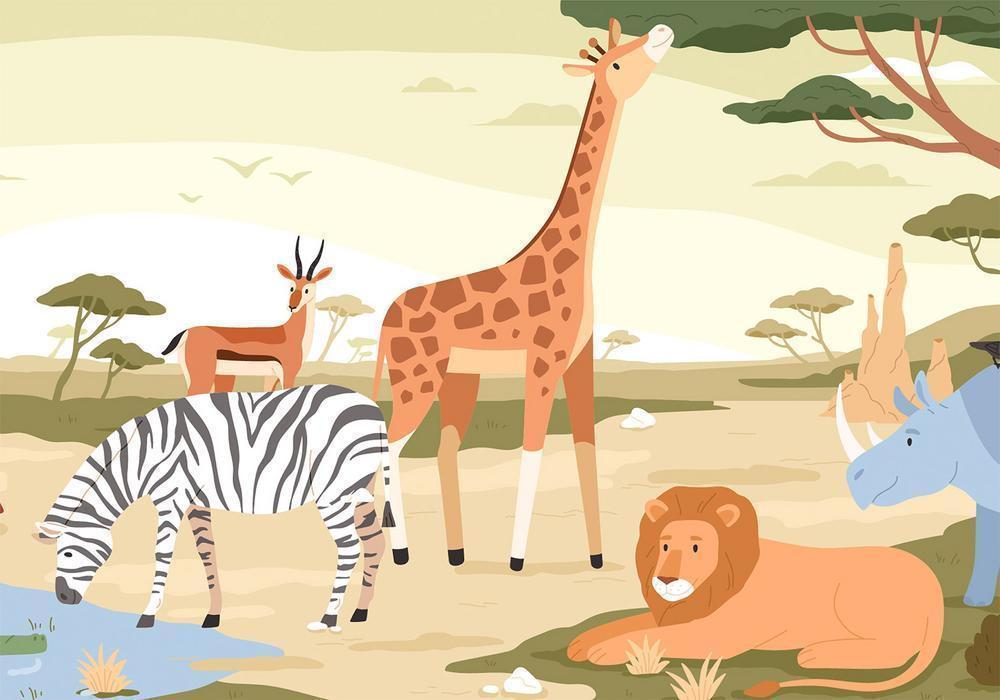 Wall Mural - Animals From Jungle Vector Illustration-Wall Murals-ArtfulPrivacy