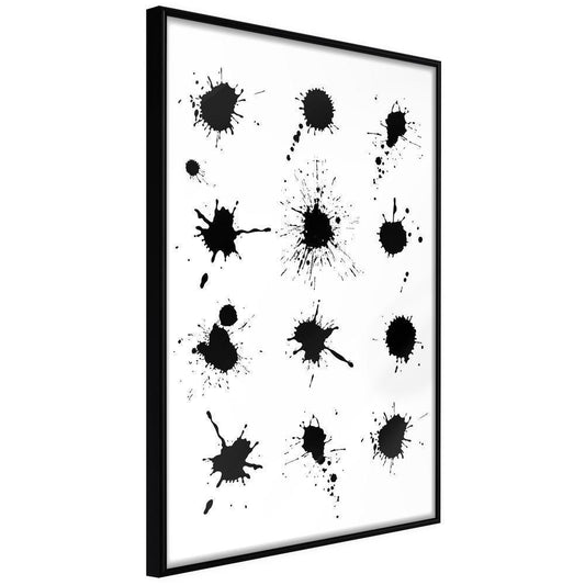 Black and White Framed Poster - Paintball-artwork for wall with acrylic glass protection