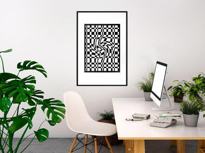 Black and White Framed Poster - Op Art-artwork for wall with acrylic glass protection