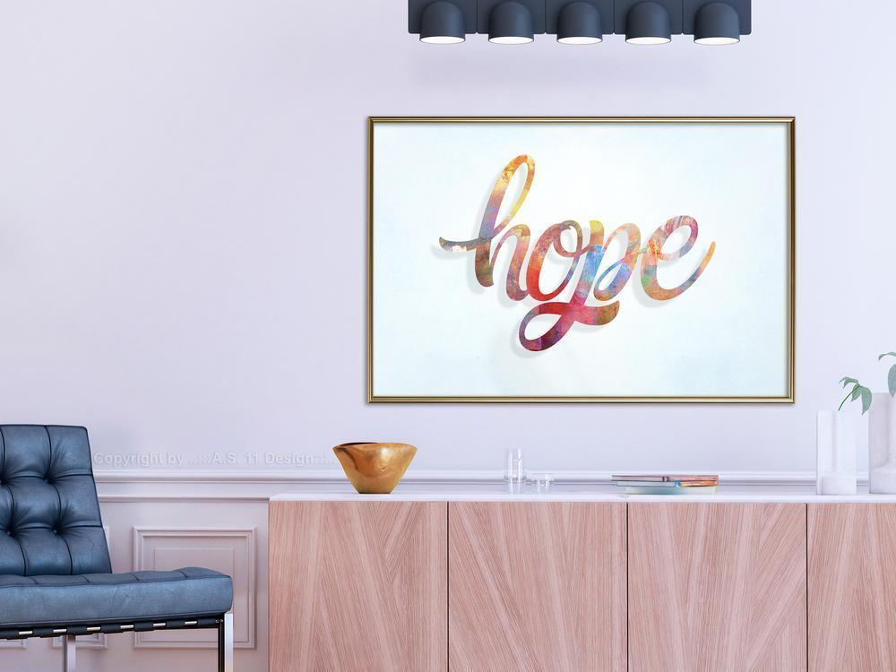 Typography Framed Art Print - Colourful Hope-artwork for wall with acrylic glass protection