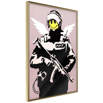 Urban Art Frame - Banksy: Flying Copper-artwork for wall with acrylic glass protection