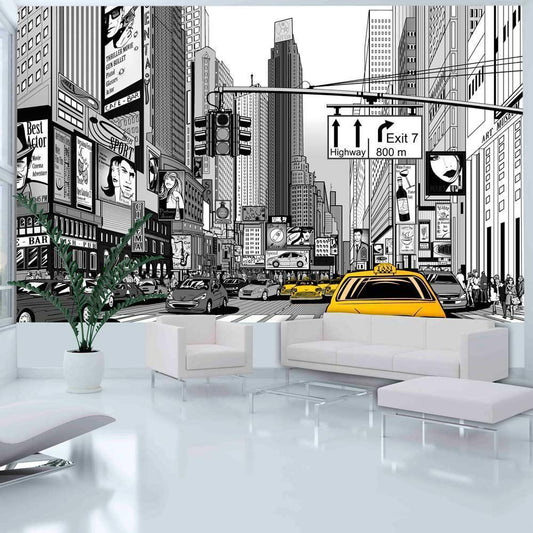 Wall Mural - Yellow cabs in NYC-Wall Murals-ArtfulPrivacy