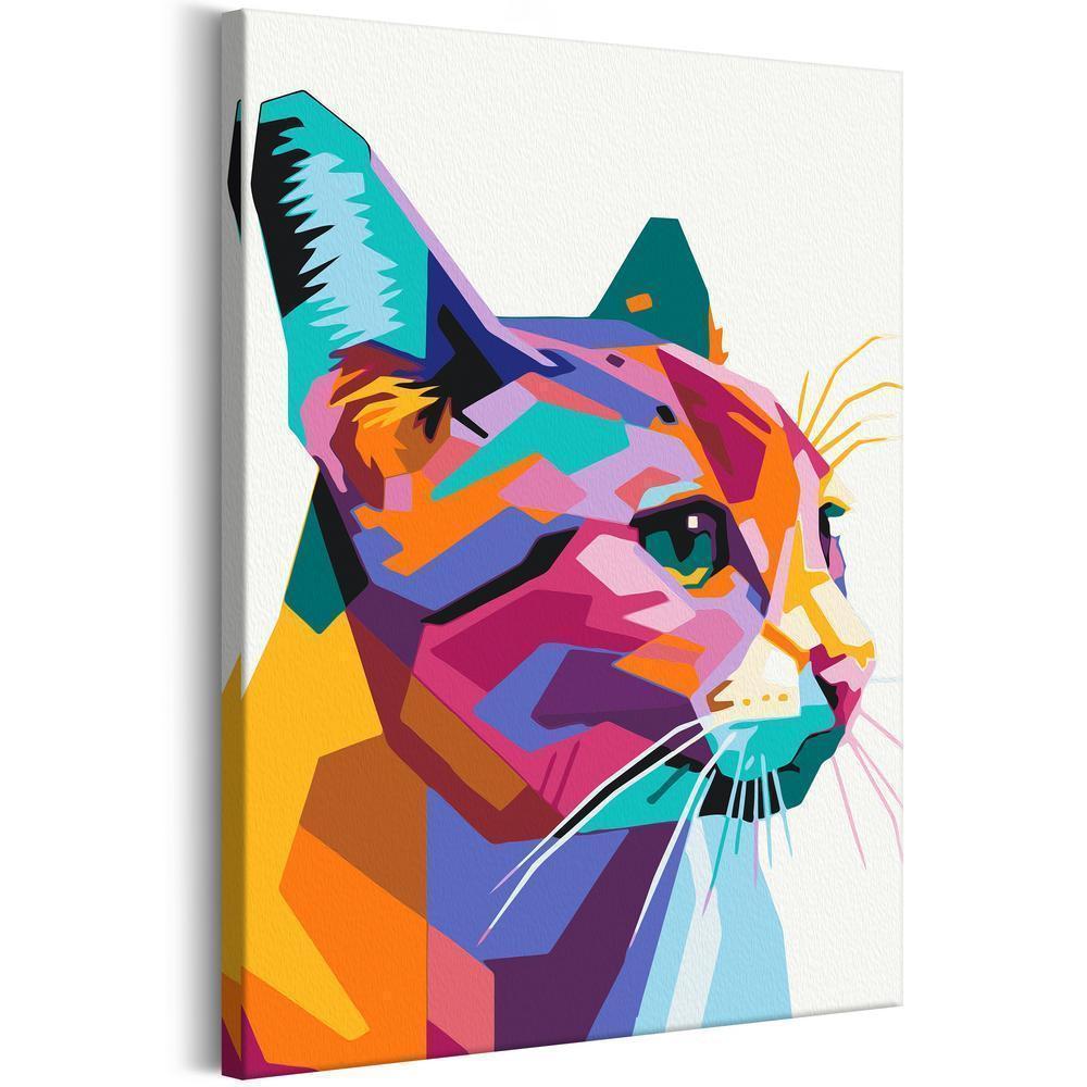 Start learning Painting - Paint By Numbers Kit - Geometric Cat - new hobby