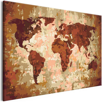 Start learning Painting - Paint By Numbers Kit - World Map (Earth Colours) - new hobby