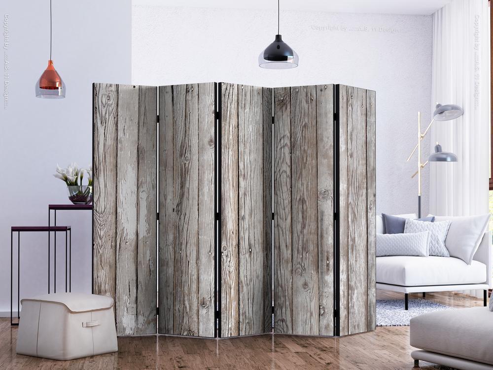 Decorative partition-Room Divider - Scandinavian Wood II-Folding Screen Wall Panel by ArtfulPrivacy