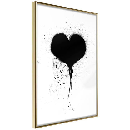 Black and White Framed Poster - Graffiti Heart-artwork for wall with acrylic glass protection