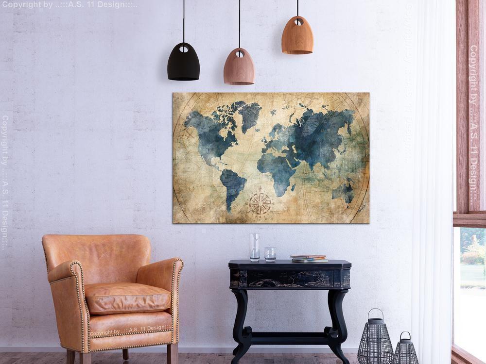 Canvas Print - Retro Map (1 Part) Wide-ArtfulPrivacy-Wall Art Collection