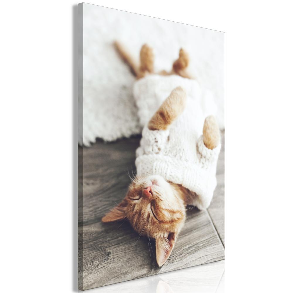 Canvas Print - Lazy Cat (1 Part) Vertical-ArtfulPrivacy-Wall Art Collection