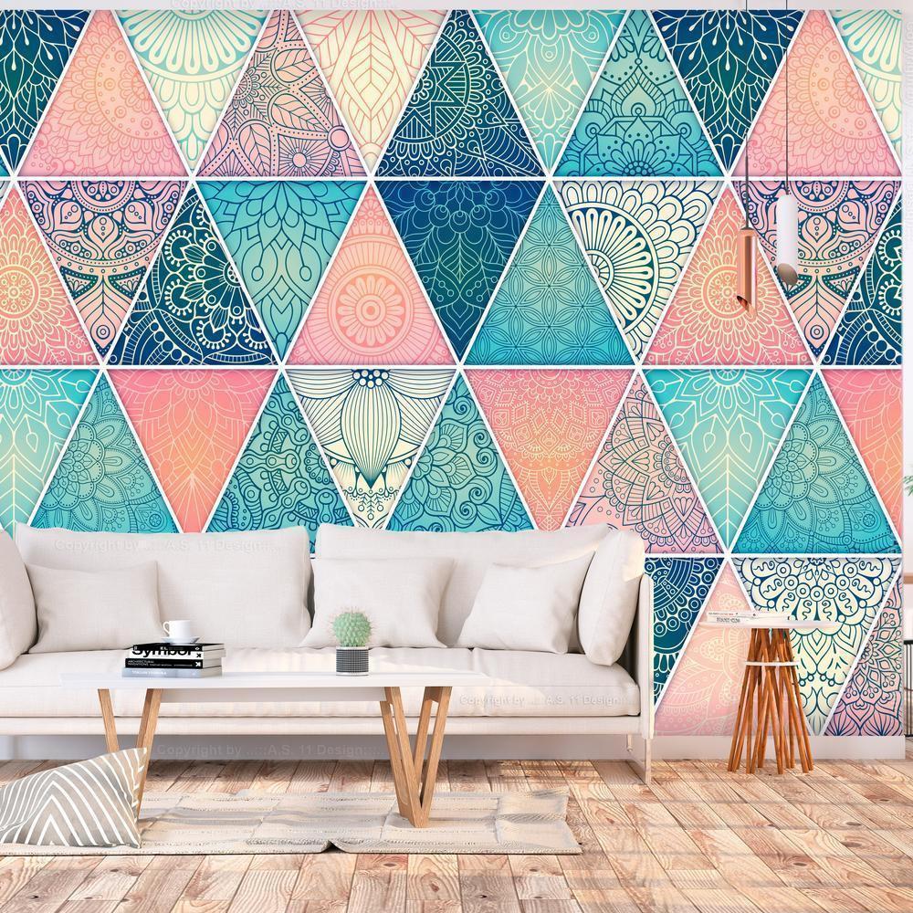 Wall Mural - Oriental Triangles-Wall Murals-ArtfulPrivacy