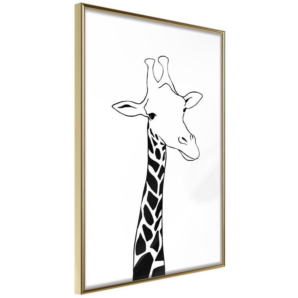 Black and White Framed Poster - Giraffe-artwork for wall with acrylic glass protection