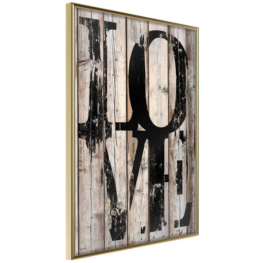 Typography Framed Art Print - Vintage: Love-artwork for wall with acrylic glass protection