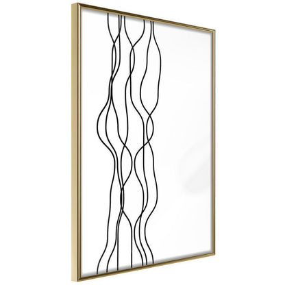 Black and white Wall Frame - Wavy Lines-artwork for wall with acrylic glass protection