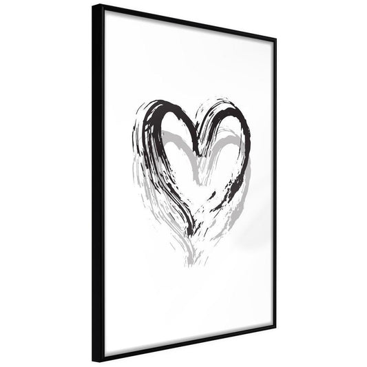 Black and White Framed Poster - Painted Declaration of Love-artwork for wall with acrylic glass protection