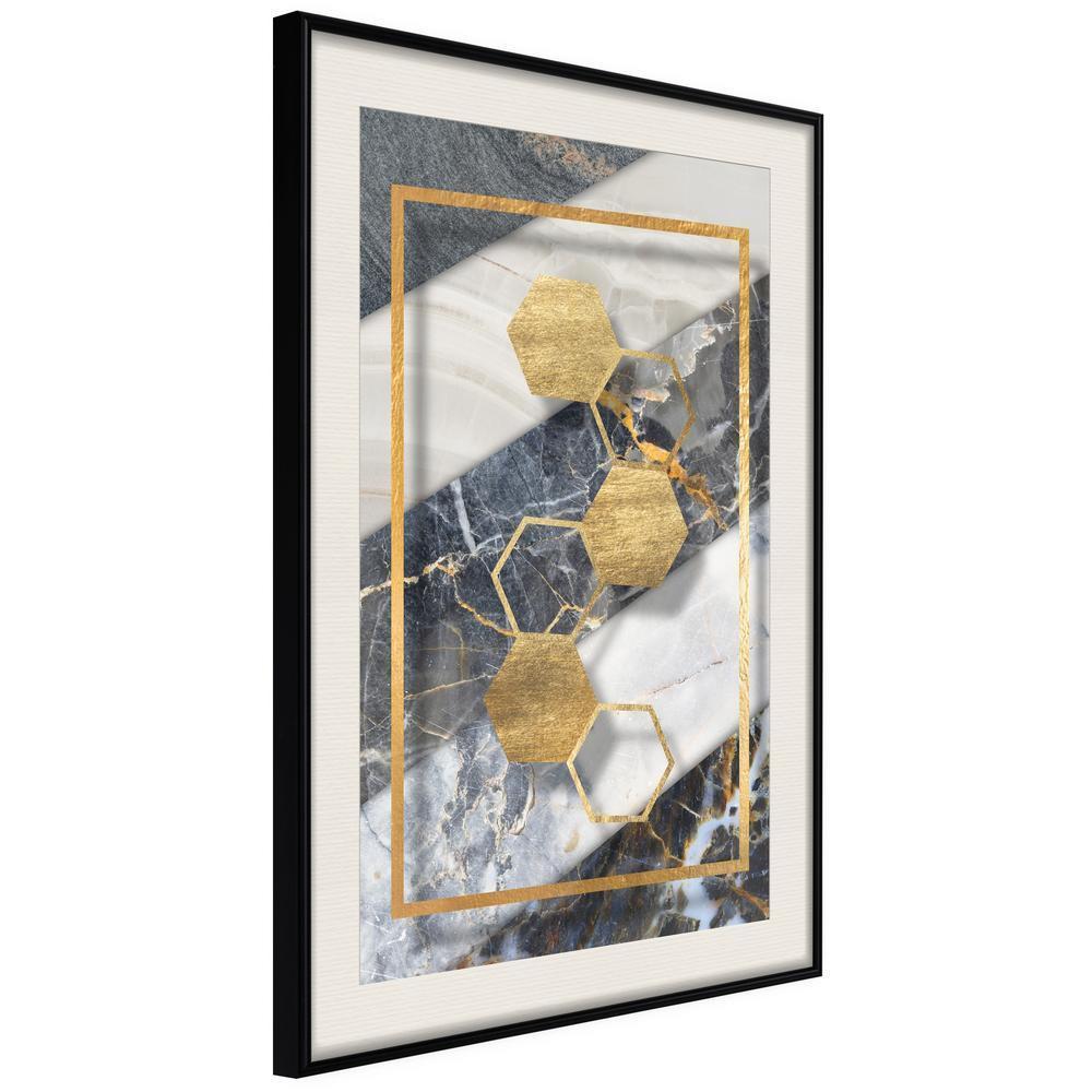Golden Art Poster - Marble Composition III-artwork for wall with acrylic glass protection