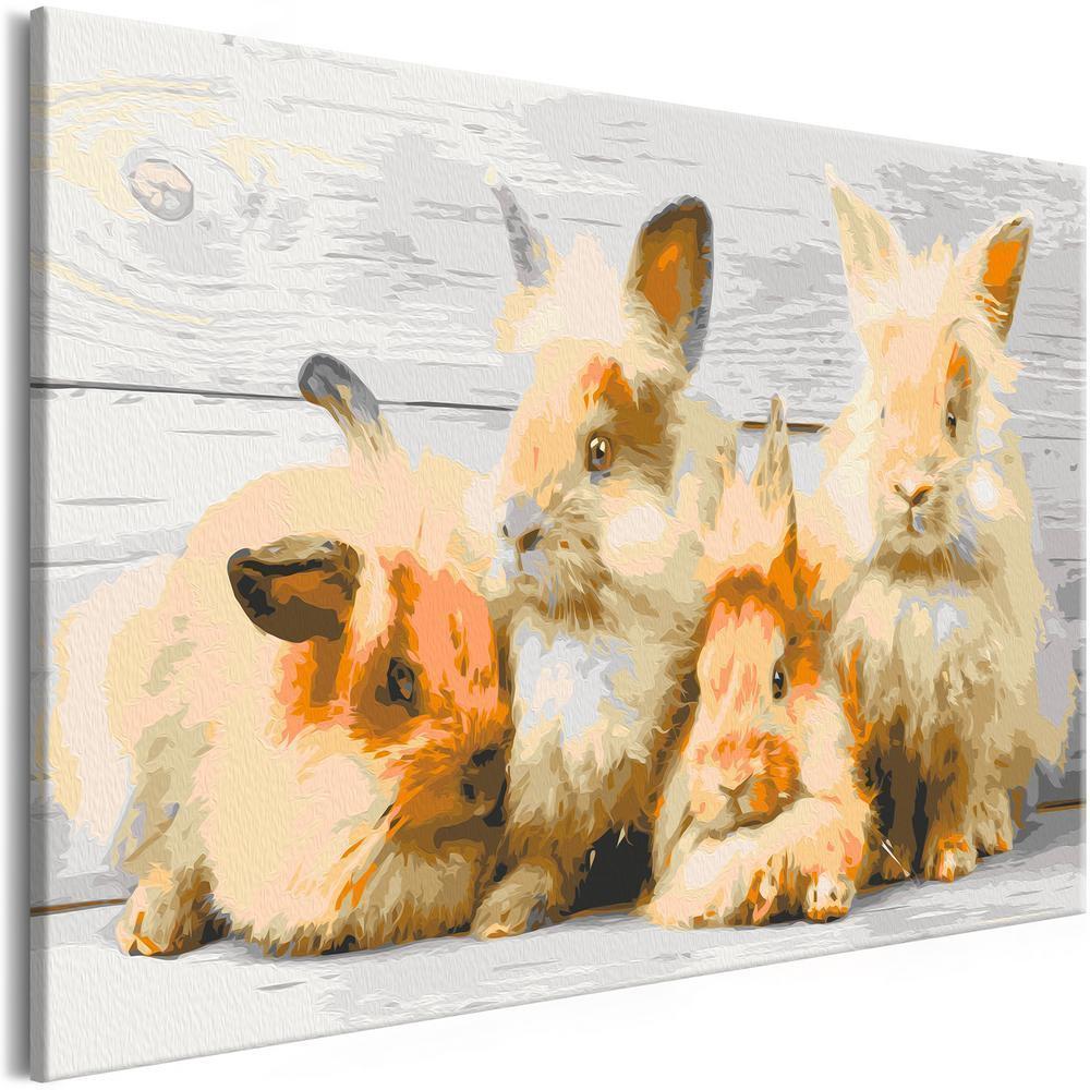 Start learning Painting - Paint By Numbers Kit - Four Bunnies - new hobby