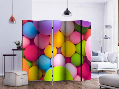 Decorative partition-Room Divider - Colourful Balls II-Folding Screen Wall Panel by ArtfulPrivacy
