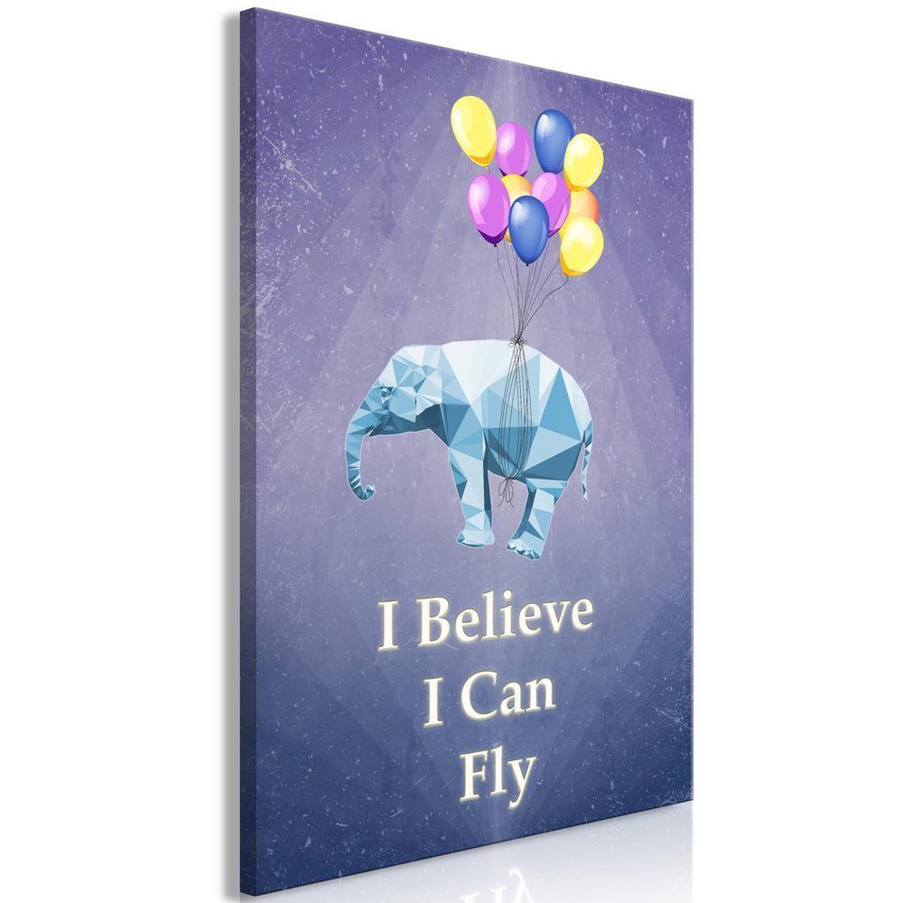Canvas Print - Words of Inspiration (1-part) - Elephant with Balloons and Motivational Text-ArtfulPrivacy-Wall Art Collection