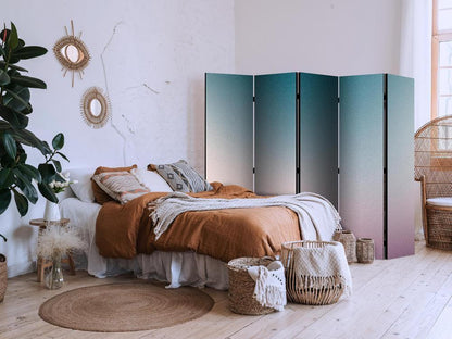 Room Divider - Nostalgic Gradient - Gradient Composition in Subdued Colors- A 5 Panel Folding Screen For Living rooms, bedrooms or home office, decorative folding screen made with wood and canvas