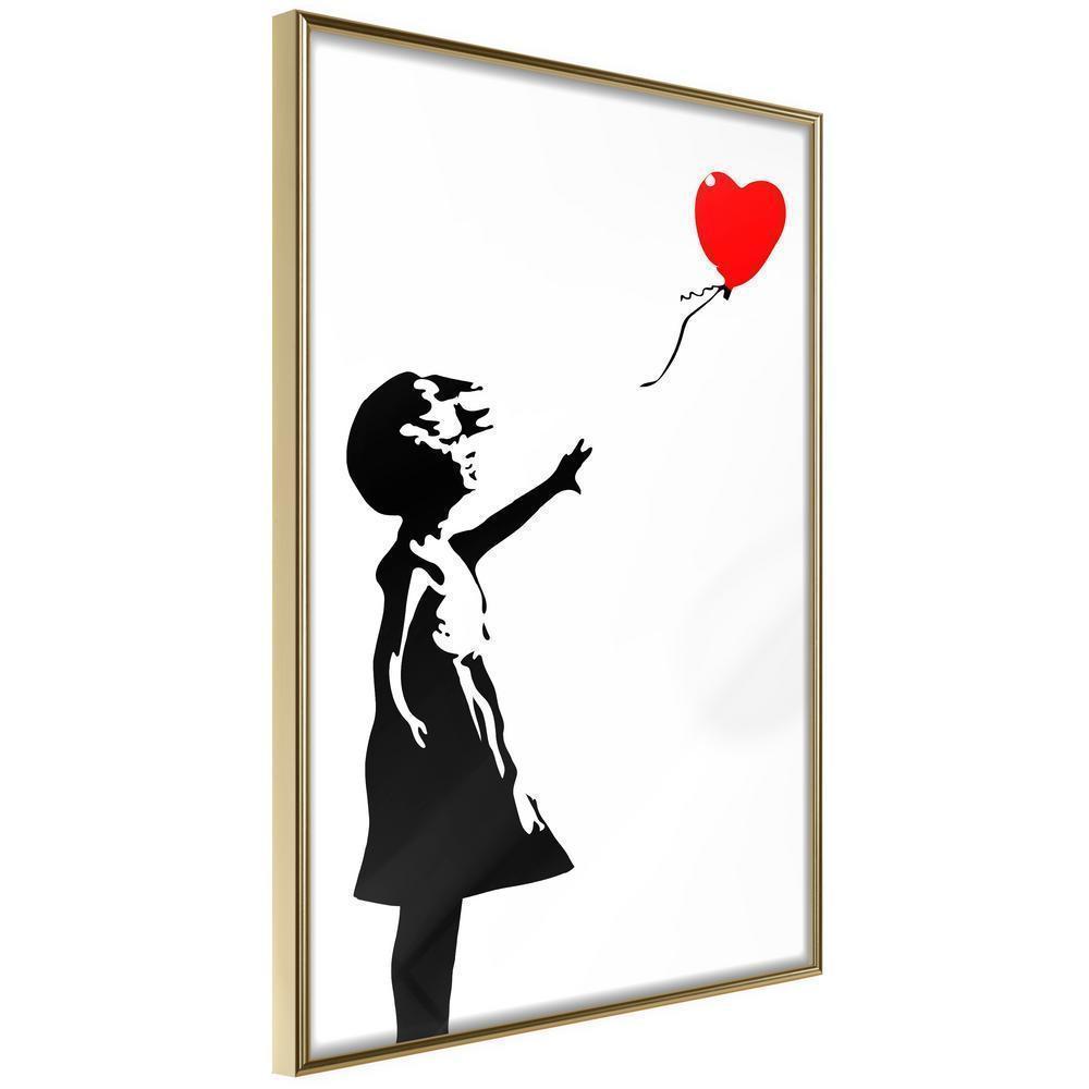 Urban Art Frame - Banksy: Girl with Balloon I-artwork for wall with acrylic glass protection