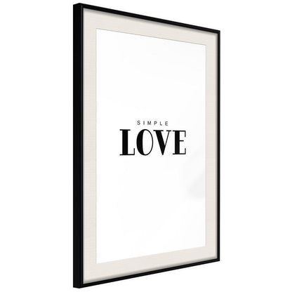 Typography Framed Art Print - Simple Love-artwork for wall with acrylic glass protection