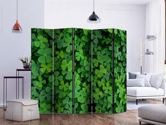 Decorative partition-Room Divider - Green Clover II-Folding Screen Wall Panel by ArtfulPrivacy