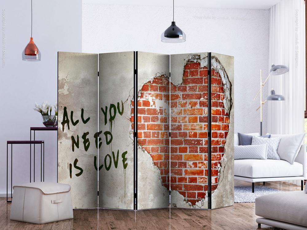 Decorative partition-Room Divider - Love is all you need II-Folding Screen Wall Panel by ArtfulPrivacy