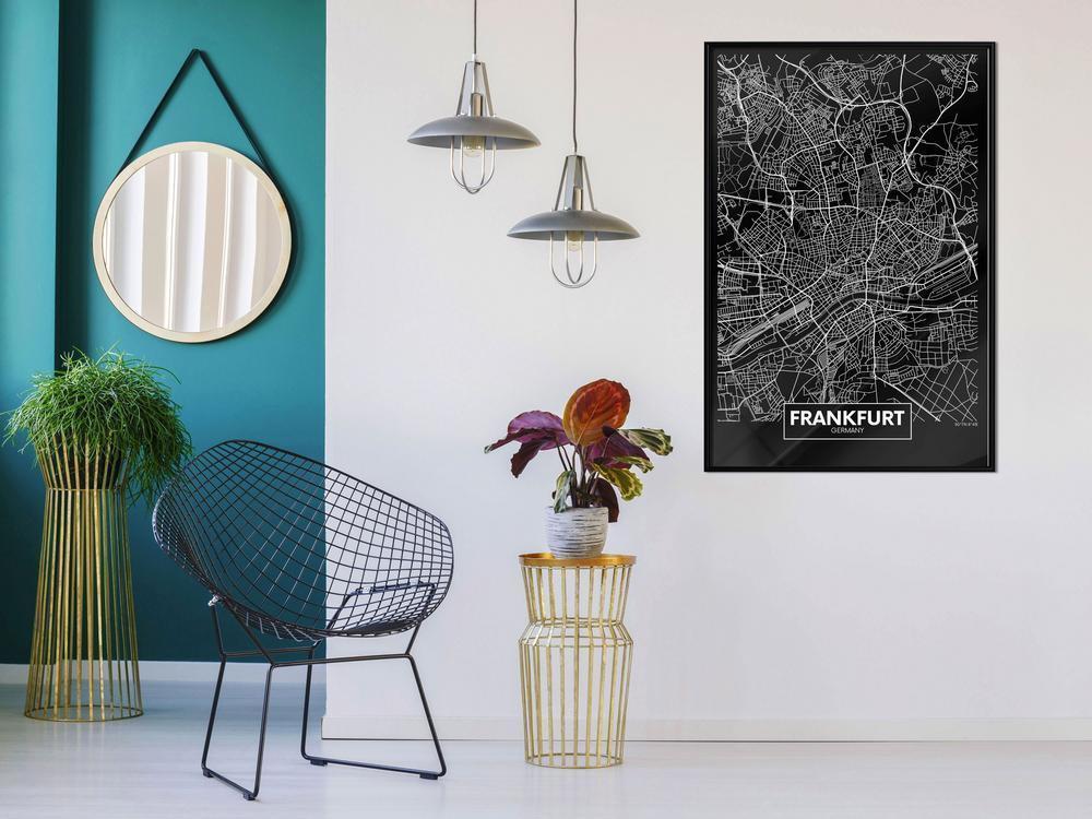 Wall Art Framed - City Map: Frankfurt (Dark)-artwork for wall with acrylic glass protection