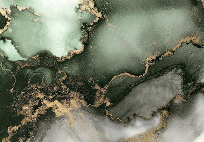 Wall Mural - Green Watercolour - Abstraction Inspired by Marble Structure-Wall Murals-ArtfulPrivacy