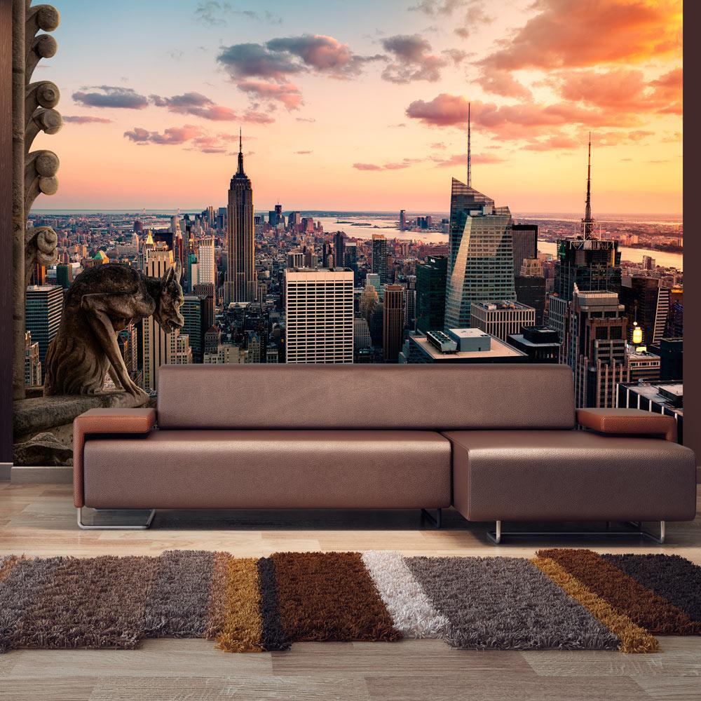 Wall Mural - New York: The skyscrapers and sunset-Wall Murals-ArtfulPrivacy