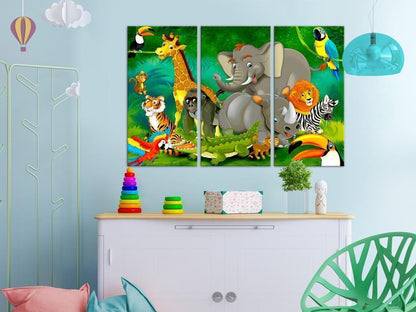 Canvas Print - Colourful Safari (3 Parts)-ArtfulPrivacy-Wall Art Collection