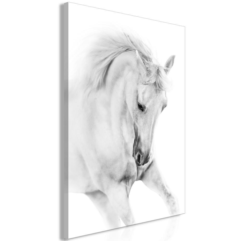 Canvas Print - White Horse (1 Part) Vertical-ArtfulPrivacy-Wall Art Collection