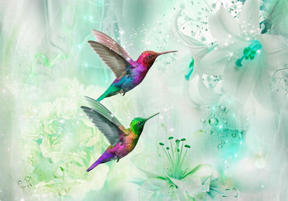 Wall Mural - Colourful Hummingbirds (Green)-Wall Murals-ArtfulPrivacy