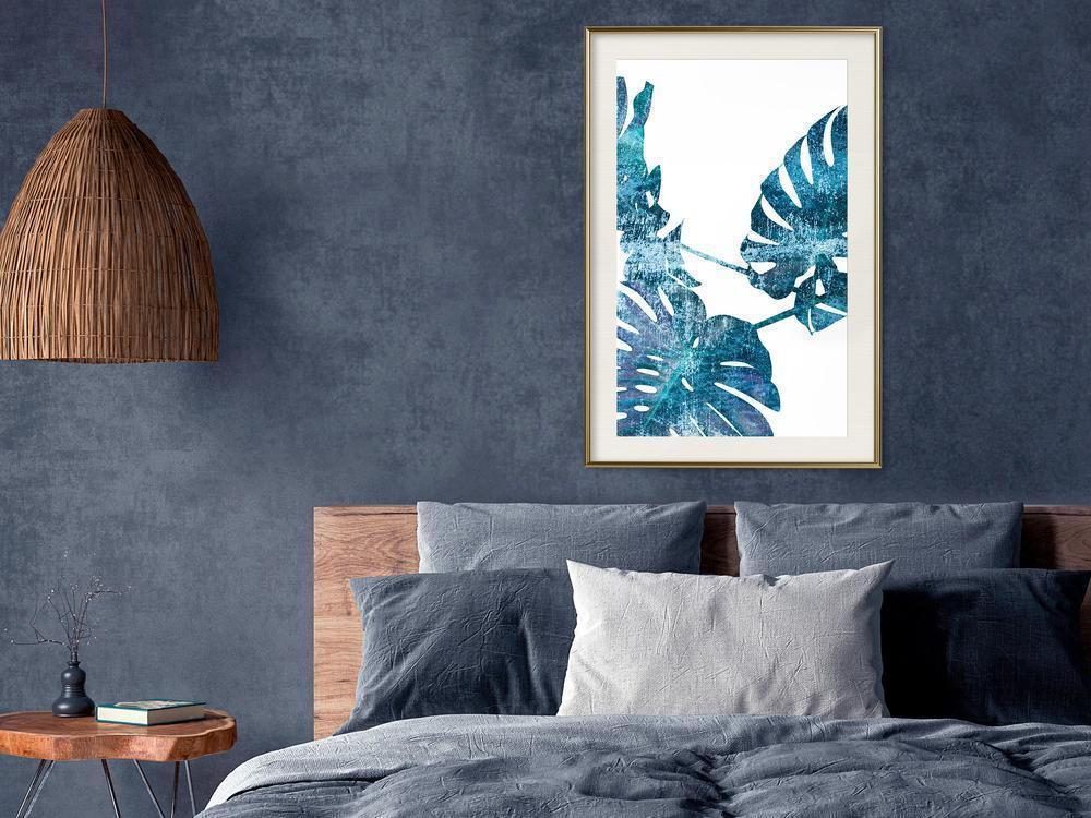 Botanical Wall Art - Sapphire Monstera-artwork for wall with acrylic glass protection