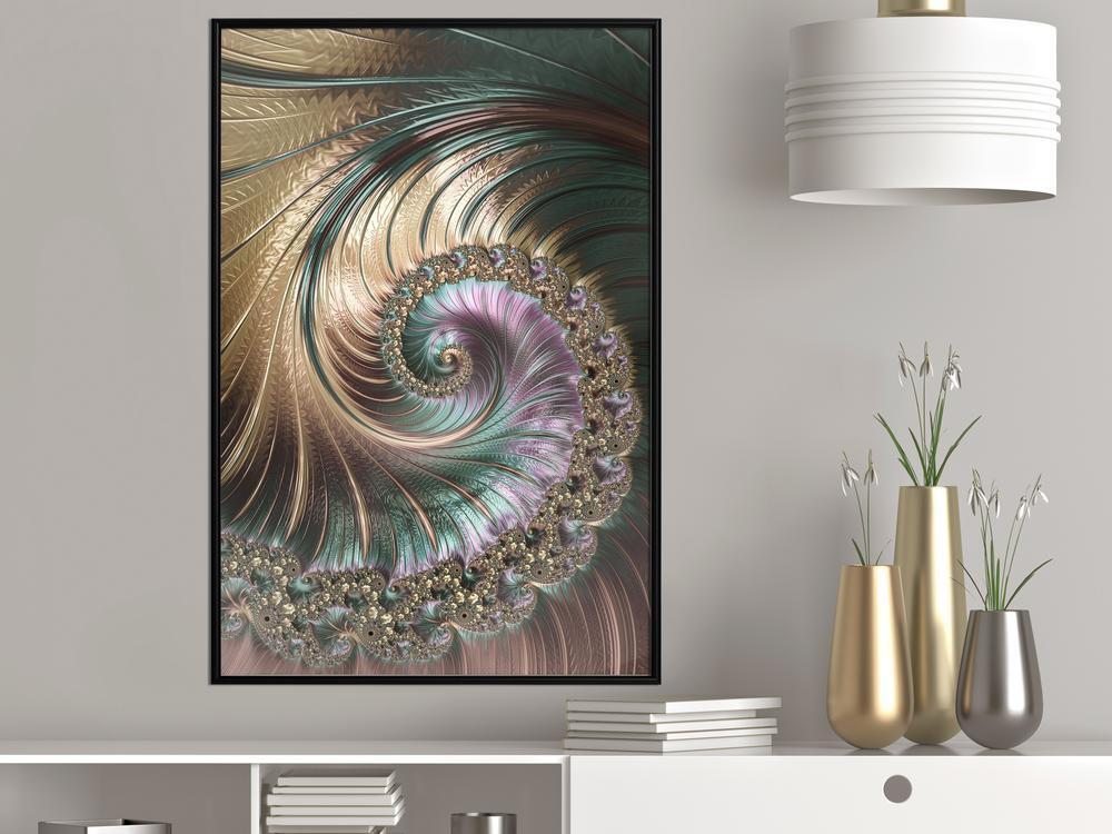 Abstract Poster Frame - Iridescent Spiral-artwork for wall with acrylic glass protection