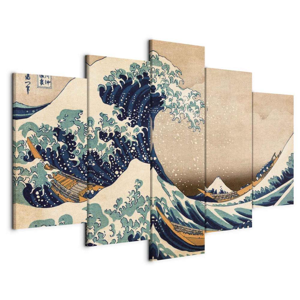 Canvas Print - The Great Wave off Kanagawa (5 Parts) Wide