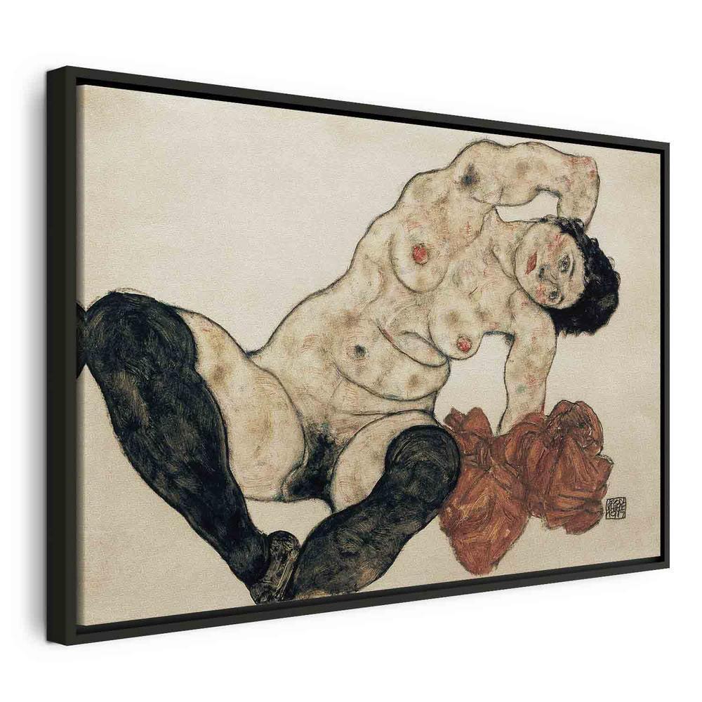 Canvas Print - Liegender Akt mit gelbem Handtuch (Egon Schiele)