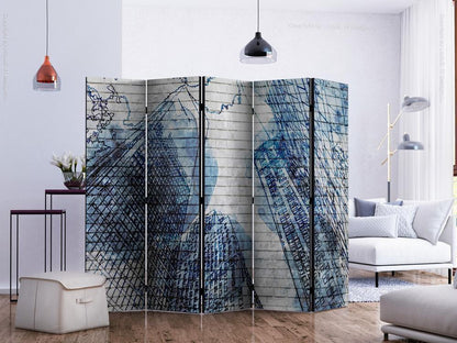 Decorative partition-Room Divider - Inky New York II-Folding Screen Wall Panel by ArtfulPrivacy