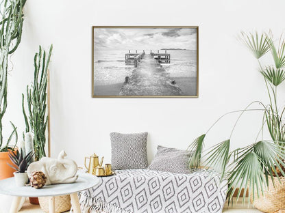 Seascape Framed Poster - Old Pier-artwork for wall with acrylic glass protection