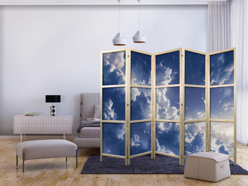 Japanese Room Divider - Starry Clouds and Delicate Light Over a Corner of the Sky