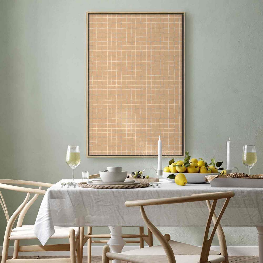 Canvas Print - Waving Lines - Creamy Grid on a Noisy Pastel Background