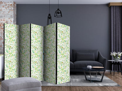 Room Divider - Plants Stained Glass II- A 5 Panel Folding Screen For Living rooms, bedrooms or home office, decorative folding screen made with wood and canvas