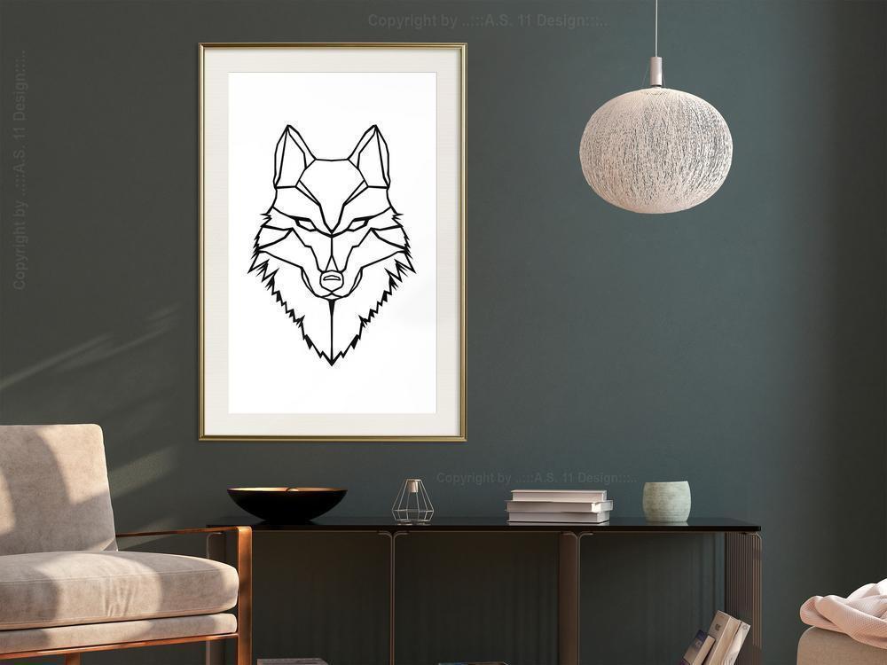 Black and white Wall Frame - Wolf Look-artwork for wall with acrylic glass protection