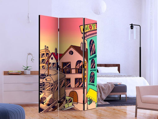 Decorative partition-Room Divider - Morning in a city-Folding Screen Wall Panel by ArtfulPrivacy