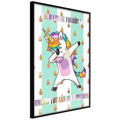 Nursery Room Wall Frame - Dabbing Unicorn-artwork for wall with acrylic glass protection