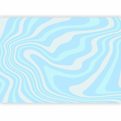 Wall Mural - Composition in Blues and Whites - Harmonious Abstract Waves in a Cool Color Tone