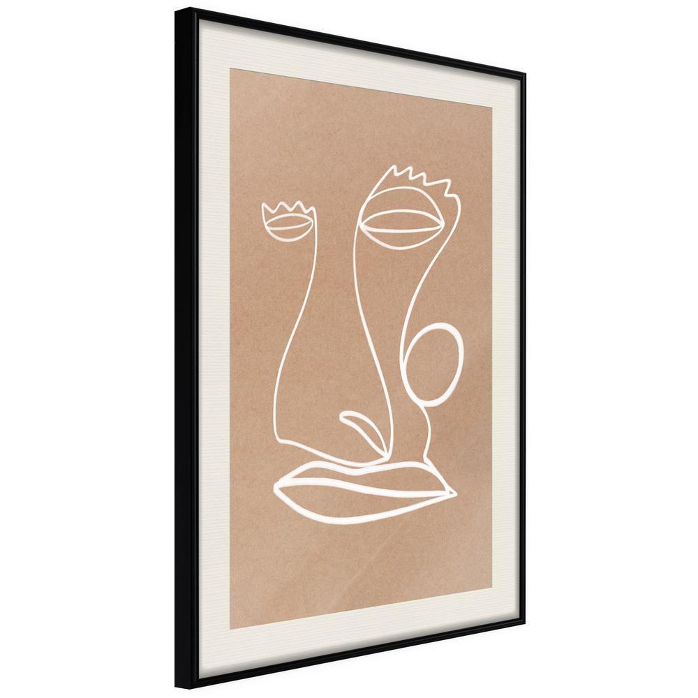 Abstract Poster Frame - Line Art Face-artwork for wall with acrylic glass protection