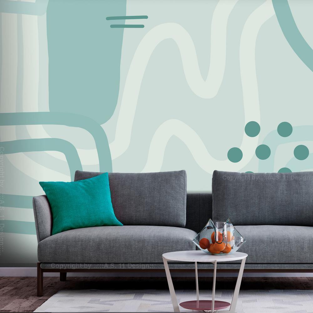 Wall Mural - Geometric forms and patterns - abstract background with turquoise patterns-Wall Murals-ArtfulPrivacy