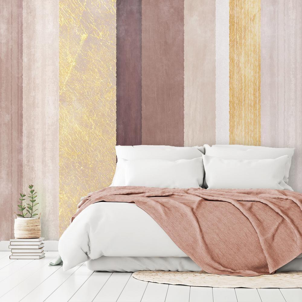 Wall Mural - Striped pattern - abstract background in stripes of different colours with gold pattern-Wall Murals-ArtfulPrivacy